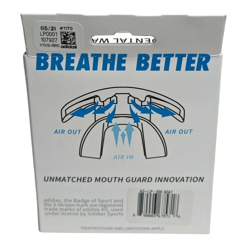 Adidas Quad Vent Black & Gold GOAT Sports Lip Protector Mouth Guard With Tether‎